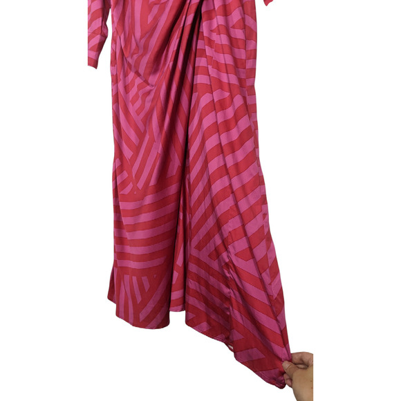 Ulla Popken Pink Mixed Strip Long Sleeve Midi Dress Work Office Funky Art 16 18 - Picture 5 of 15
